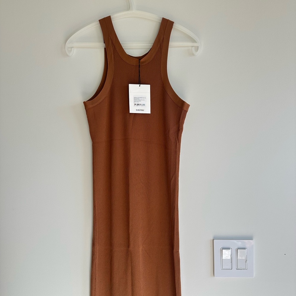 Toteme Espera Long Tank Dress in Tobacco, Medium, NWT